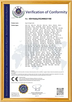 天驰液氮罐CE证书具体型号